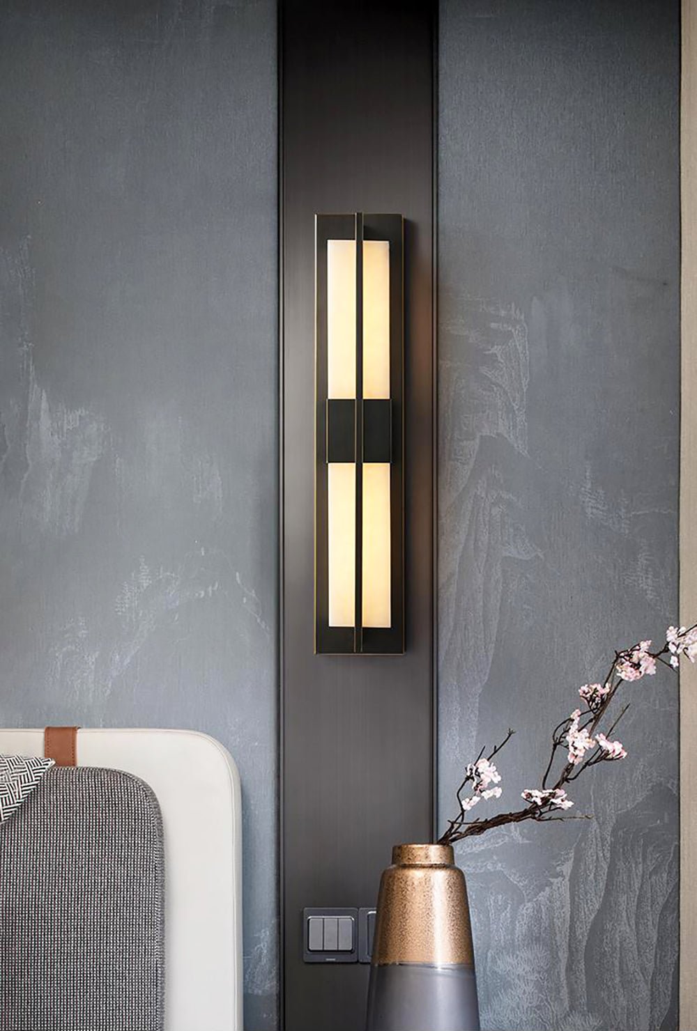Rectangular Alabaster Brass Wall Sconce Wall lamp