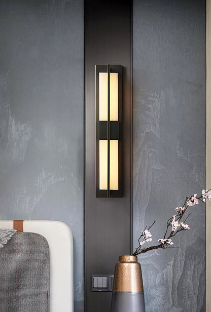 Rectangular Alabaster Brass Wall Sconce Wall lamp