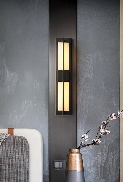 Rectangular Alabaster Brass Wall Sconce Wall lamp