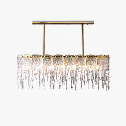 Rectangular Icicle Glass Chandelier L 34.2″ x W 13.4 x H 26.4″ / L 87cm x W 34cm x H 67cm / Brass + Clear Chandelier