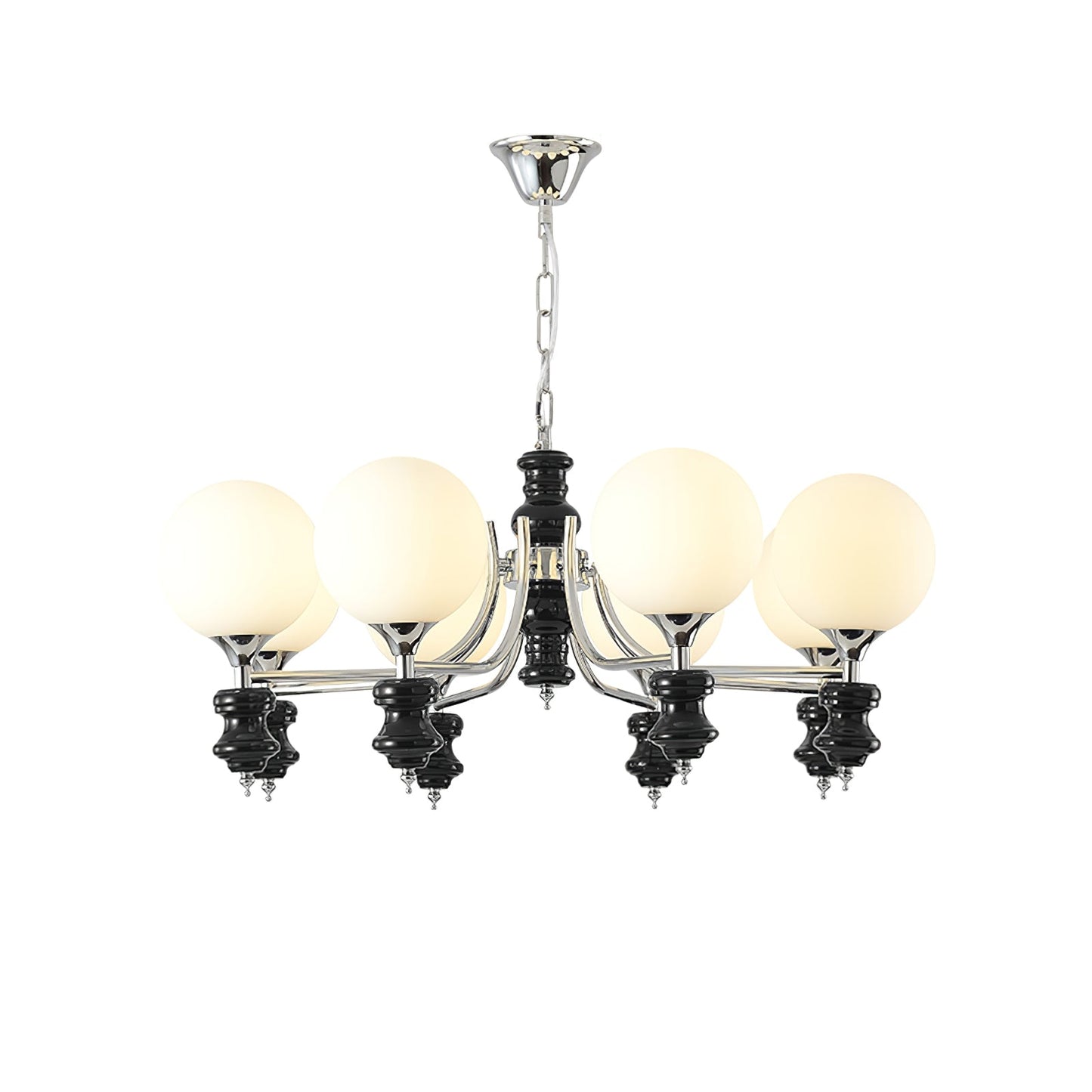 Regal Orb Chandelier 8 Heads ? 29.5″ x H 15″ / Dia 75cm x H 38cm / Black & Chrome Chandelier