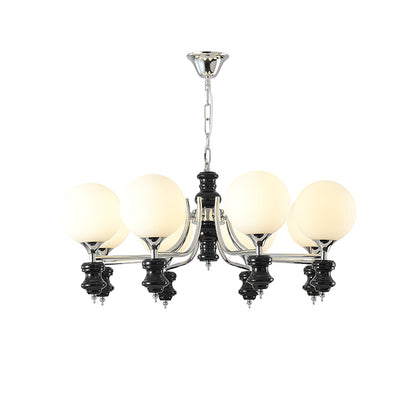 Regal Orb Chandelier 8 Heads ? 29.5″ x H 15″ / Dia 75cm x H 38cm / Black & Chrome Chandelier
