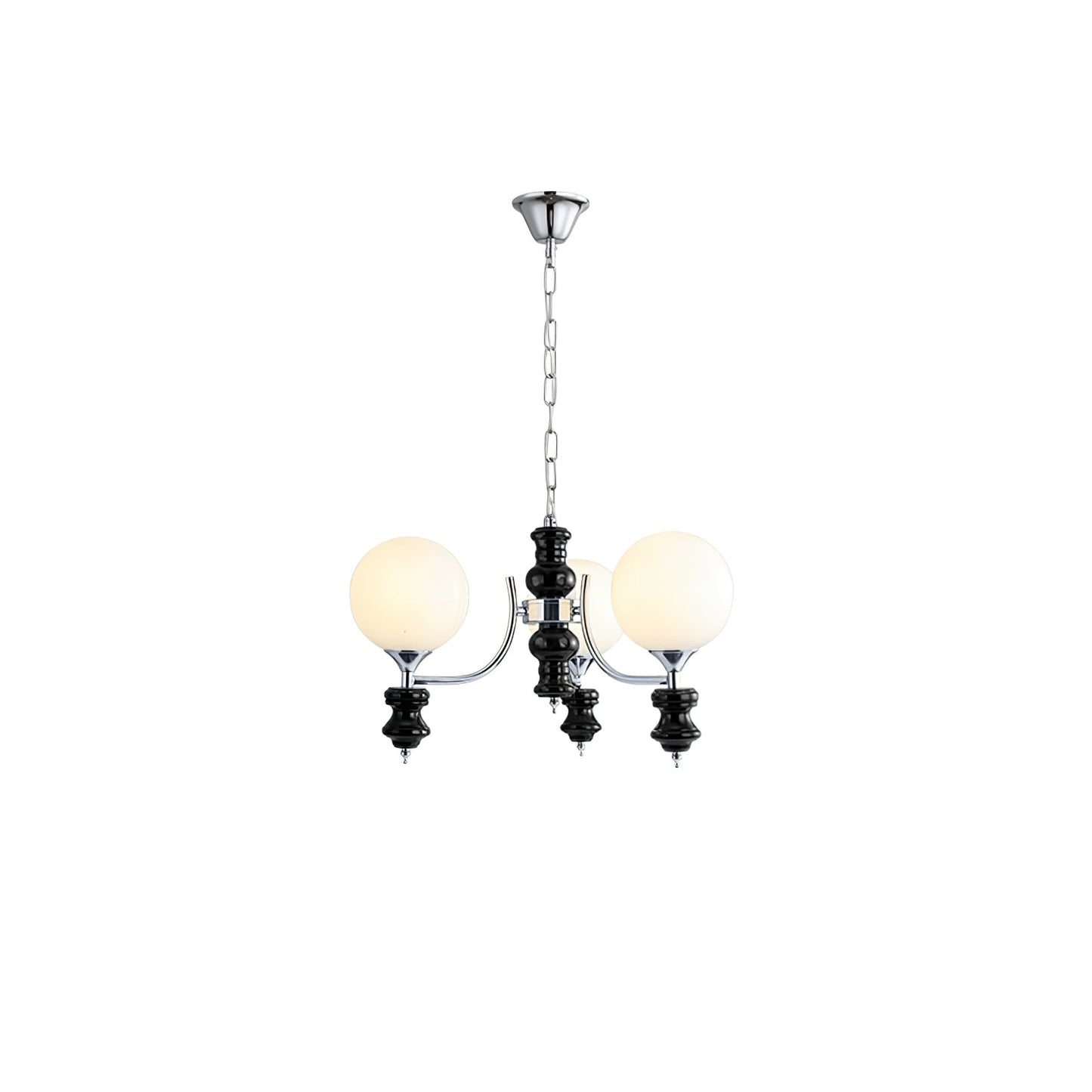 Regal Orb Chandelier 3 Heads ? 17.7″ x H 11.8″ / Dia 45cm x H 30cm / Black & Chrome Chandelier