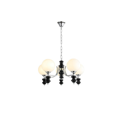 Regal Orb Chandelier 5 Heads ? 21.7″ x H 15″ / Dia 55cm x H 38cm / Black & Chrome Chandelier