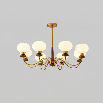 Regency Globe Chandelier 8 heads Dia 41.3″ x H 23.6″ / Walnut Color & Gold Chandelier