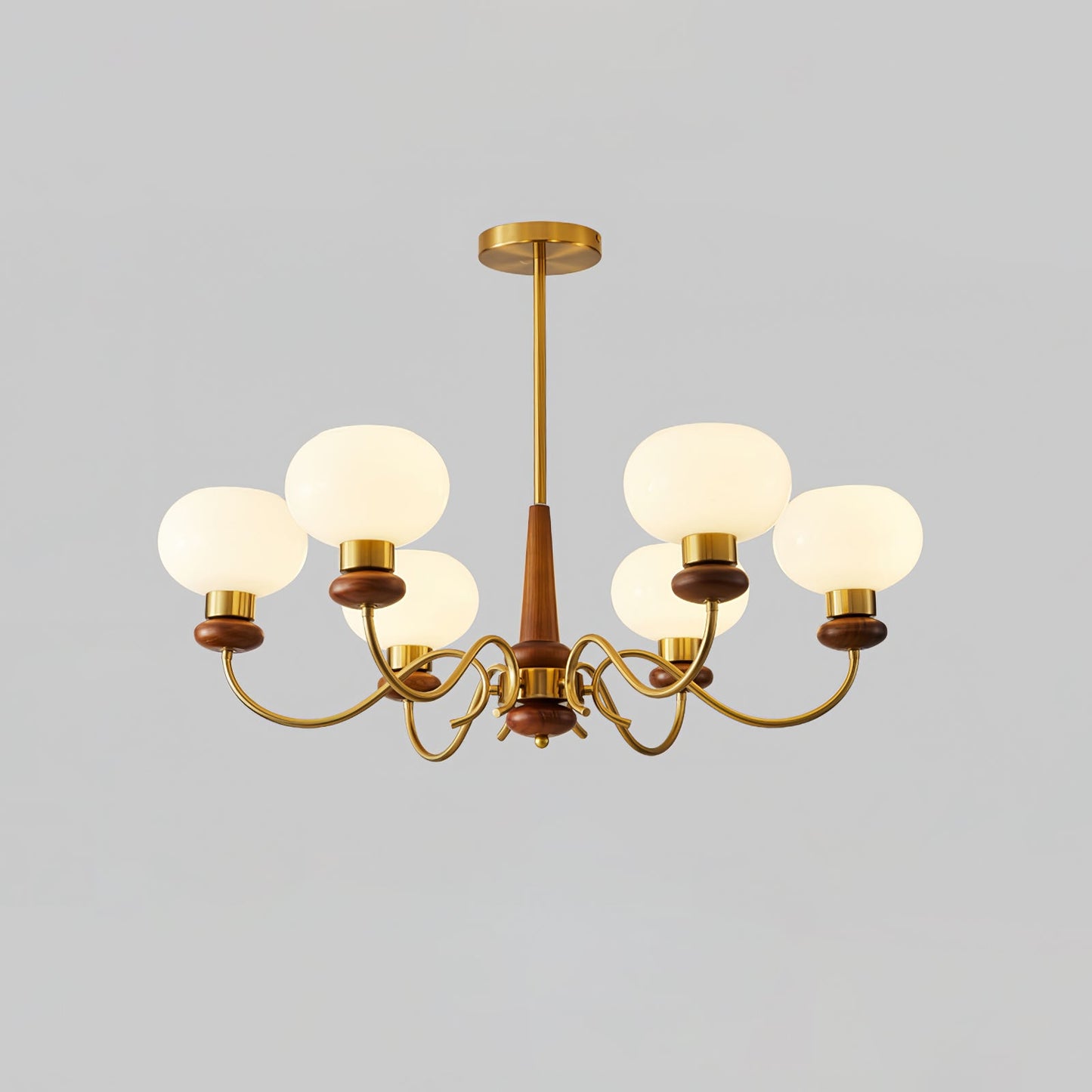 Regency Globe Chandelier 6 heads Dia 36.2″ x H 23.6″ / Walnut Color & Gold Chandelier