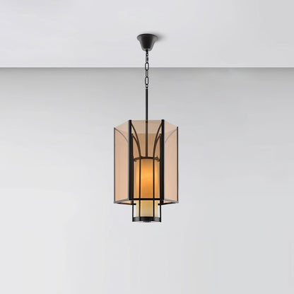 Remy Pendant Lamp ? 11.8″ x H 24″/ Dia 30cm x H 61cm / Black & Amber Pendant light