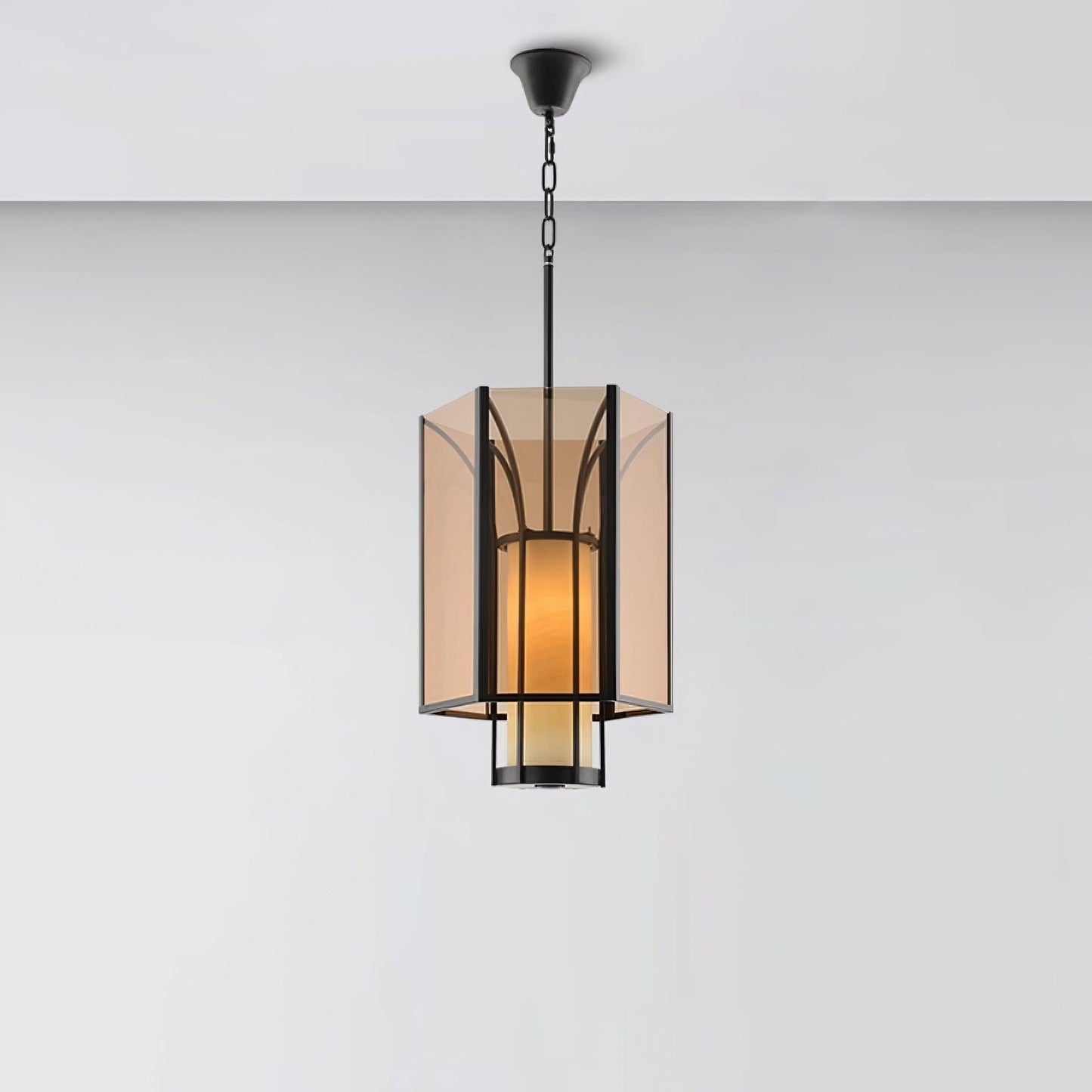 Remy Pendant Lamp ? 15.7″ x H 33.4″/ Dia 40cm x H 85cm / Black & Amber Pendant light