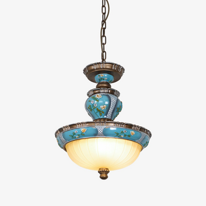 Retro Floral Resin Pendant Light Dia 15″ x H 18.3″ / Dia 38cm x H 46.5cm / Blue Pendant light
