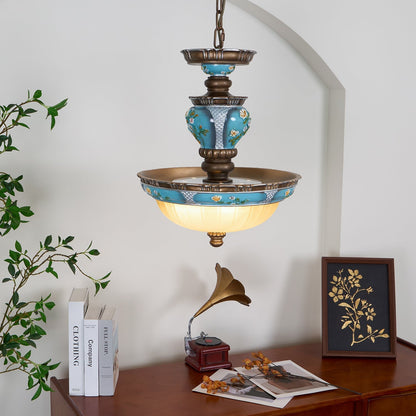 Retro Floral Resin Pendant Light Dia 15″ x H 18.3″ / Dia 38cm x H 46.5cm / Blue Pendant light