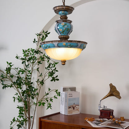 Retro Floral Resin Pendant Light Dia 15″ x H 18.3″ / Dia 38cm x H 46.5cm / Blue Pendant light
