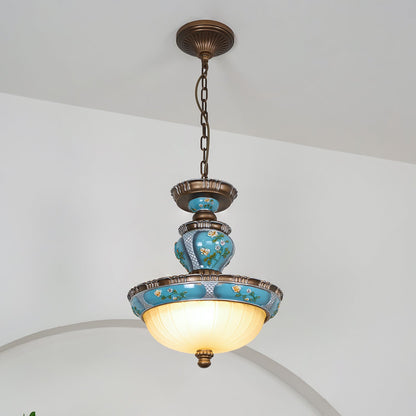 Retro Floral Resin Pendant Light Dia 15″ x H 18.3″ / Dia 38cm x H 46.5cm / Blue Pendant light