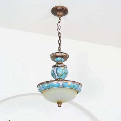 Retro Floral Resin Pendant Light Dia 15″ x H 18.3″ / Dia 38cm x H 46.5cm / Blue Pendant light