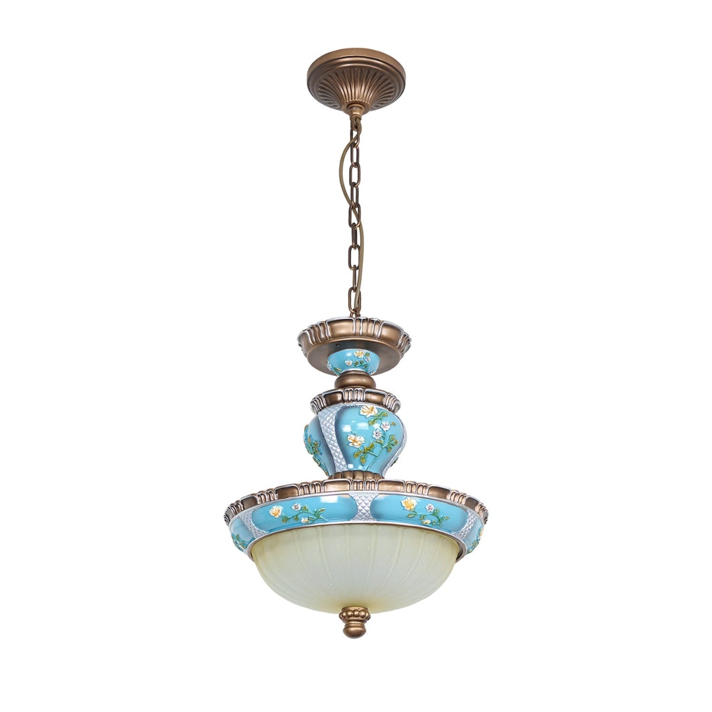 Retro Floral Resin Pendant Light Dia 15″ x H 18.3″ / Dia 38cm x H 46.5cm / Blue Pendant light