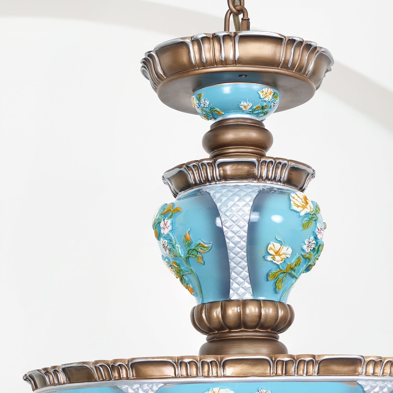 Retro Floral Resin Pendant Light Dia 15″ x H 18.3″ / Dia 38cm x H 46.5cm / Blue Pendant light