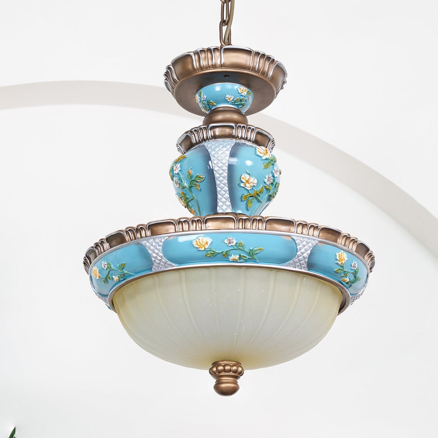 Retro Floral Resin Pendant Light Dia 15″ x H 18.3″ / Dia 38cm x H 46.5cm / Blue Pendant light