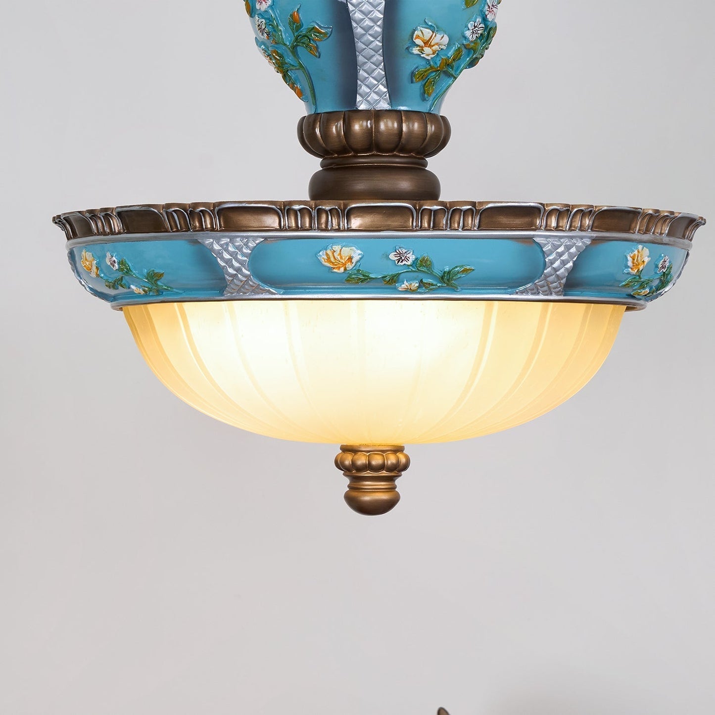 Retro Floral Resin Pendant Light Dia 15″ x H 18.3″ / Dia 38cm x H 46.5cm / Blue Pendant light