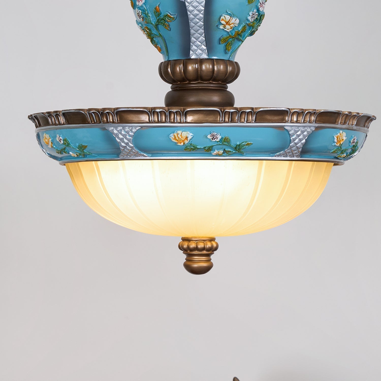 Retro Floral Resin Pendant Light Dia 15″ x H 18.3″ / Dia 38cm x H 46.5cm / Blue Pendant light