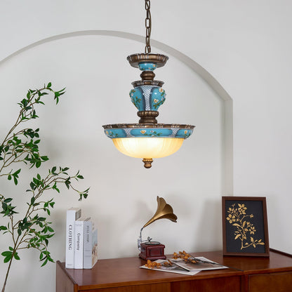 Retro Floral Resin Pendant Light Dia 15″ x H 18.3″ / Dia 38cm x H 46.5cm / Blue Pendant light