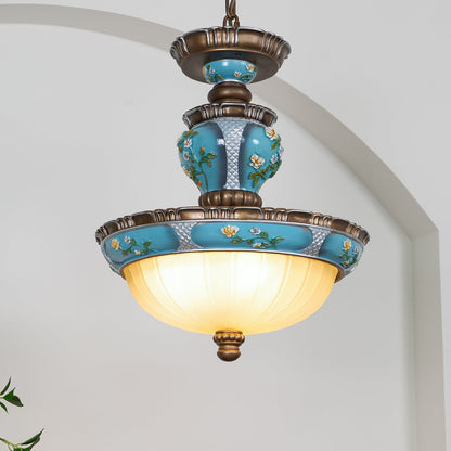 Retro Floral Resin Pendant Light Dia 15″ x H 18.3″ / Dia 38cm x H 46.5cm / Blue Pendant light