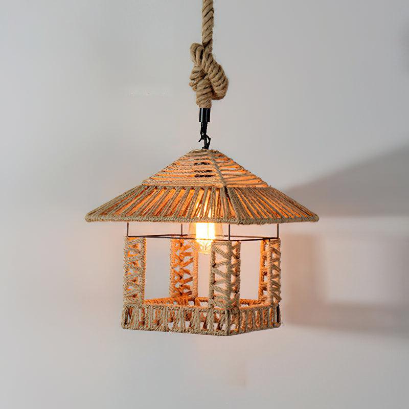 Retro Hemp Rope Exquisite Pendant Light Model A Dia 11.8″ x H 14.2″ / Dia 30cm x H 36cm / Natural rattan Pendant light