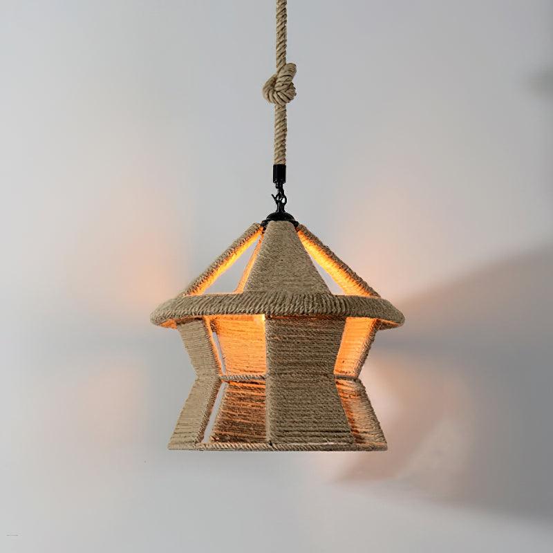 Retro Hemp Rope Exquisite Pendant Light Model B Dia 14.2″ x H 12.2″ / Dia 36cm x H 31cm / Natural rattan Pendant light