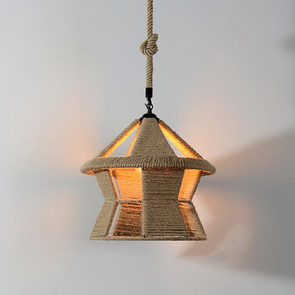 Retro Hemp Rope Exquisite Pendant Light Model B Dia 14.2″ x H 12.2″ / Dia 36cm x H 31cm / Natural rattan Pendant light