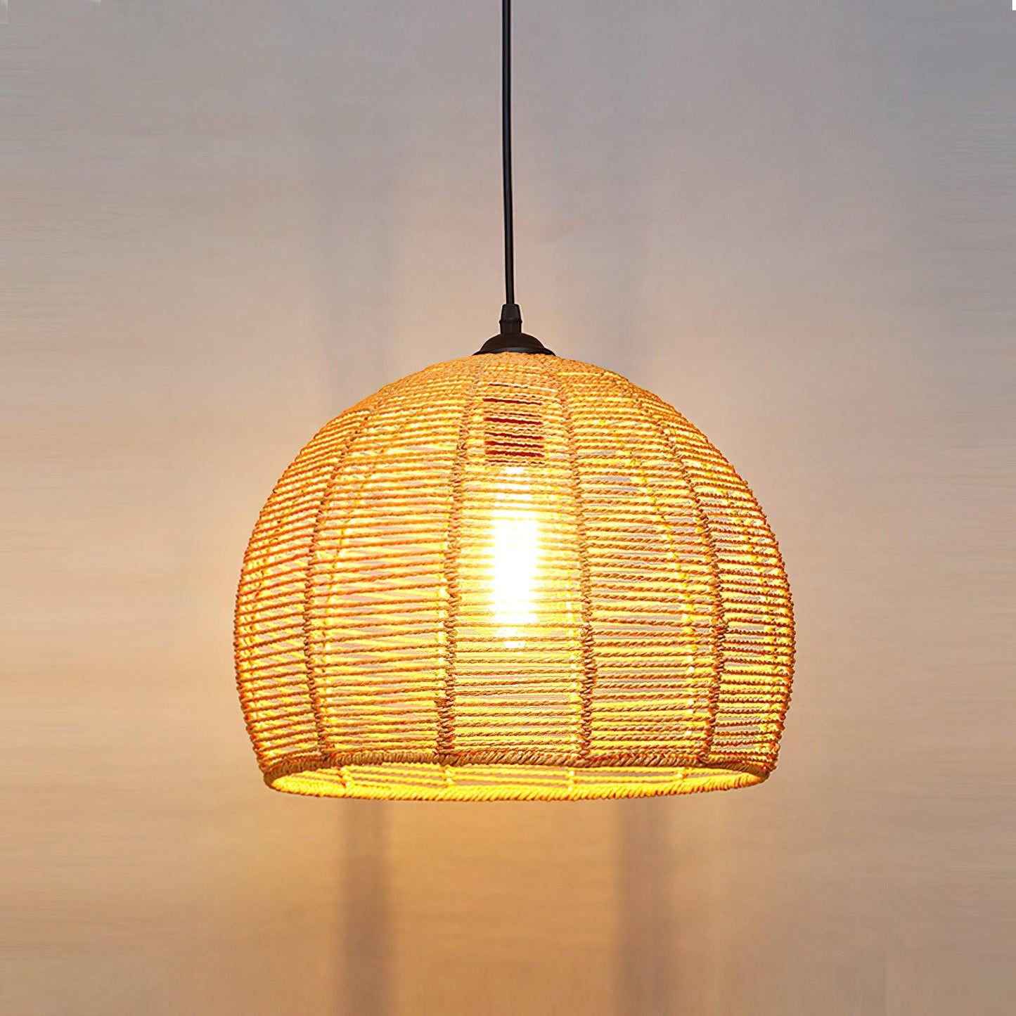 Retro Hemp Rope Interesting Pendant Light Model D Dia 11.8″ x H 11.8″ / Dia 30cm x H 30cm / Natural rattan Pendant light