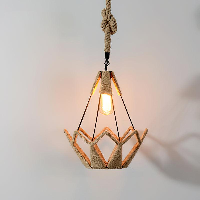 Retro Hemp Rope Interesting Pendant Light Model E Dia 13″ x H 15″ / Dia 33cm x H 38cm / Natural rattan Pendant light