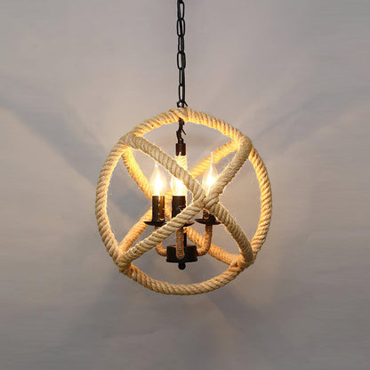 Retro Hemp Rope Interesting Pendant Light Model F Dia 13.8″ x H 13.8″ / Dia 35cm x H 35cm / Natural rattan Pendant light