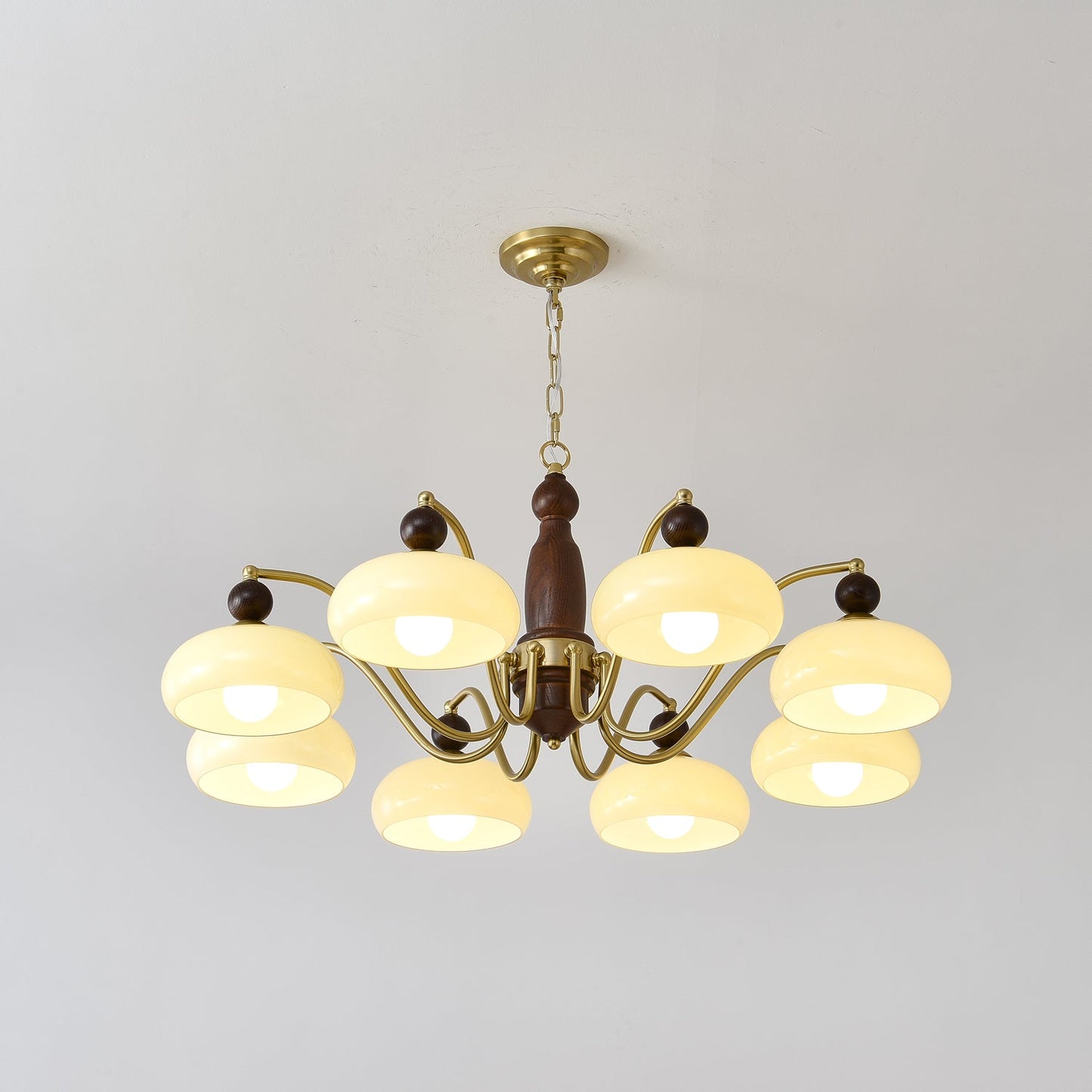 Revival Crown Chandelier 8 heads ? 41.3″ x H 15.4″ / Walnut Color & Gold Chandelier