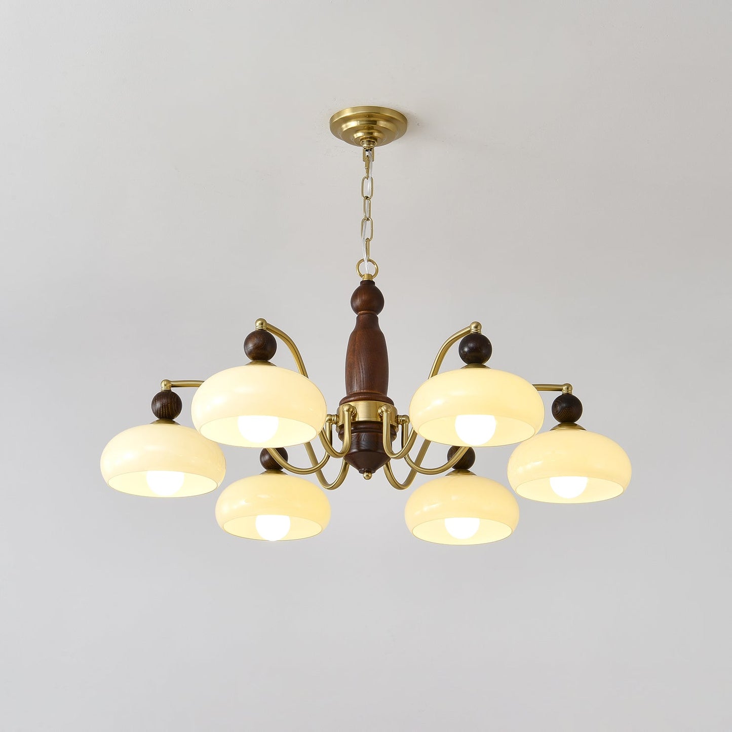 Revival Crown Chandelier 6 heads ? 37.4″ x H 15.4″ / Walnut Color & Gold Chandelier
