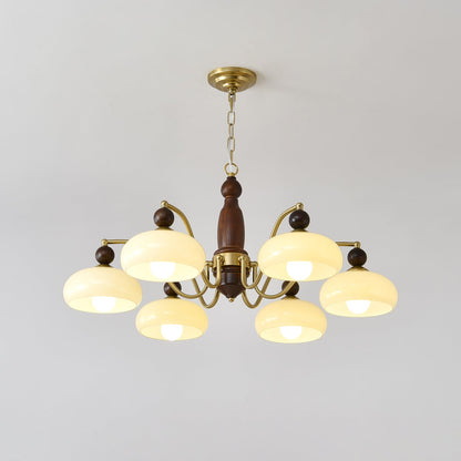 Revival Crown Chandelier 6 heads ? 37.4″ x H 15.4″ / Walnut Color & Gold Chandelier