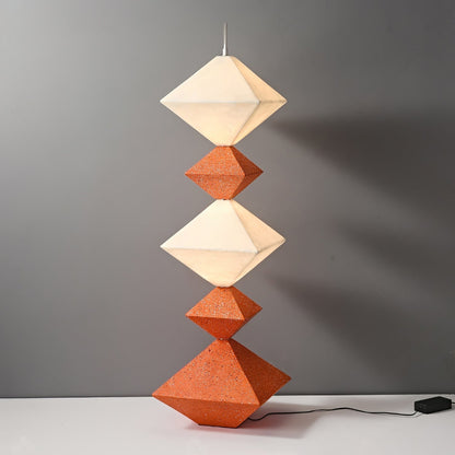 Rhombus Cube Floor Lamp Dia 17.7″ x H 61″ / Dia 45cm x H 155cm / Orange & White / US Plug Floor lamp