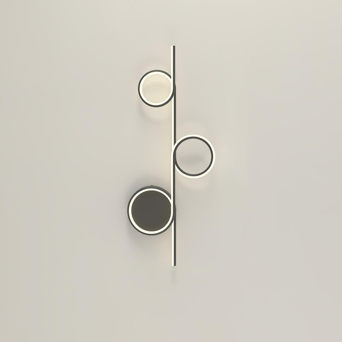 Rhythmic Line Wall Light 3 rings Dia 23.6″ x H 12.6″ / Dia 60cm x H 32cm / Black / Three-Color Changing Light Wall lamp