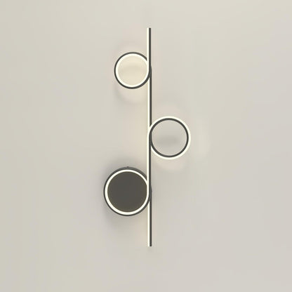 Rhythmic Line Wall Light 3 rings Dia 31.5″ x H 12.6″ / Dia 80cm x H 32cm / Black / Three-Color Changing Light Wall lamp