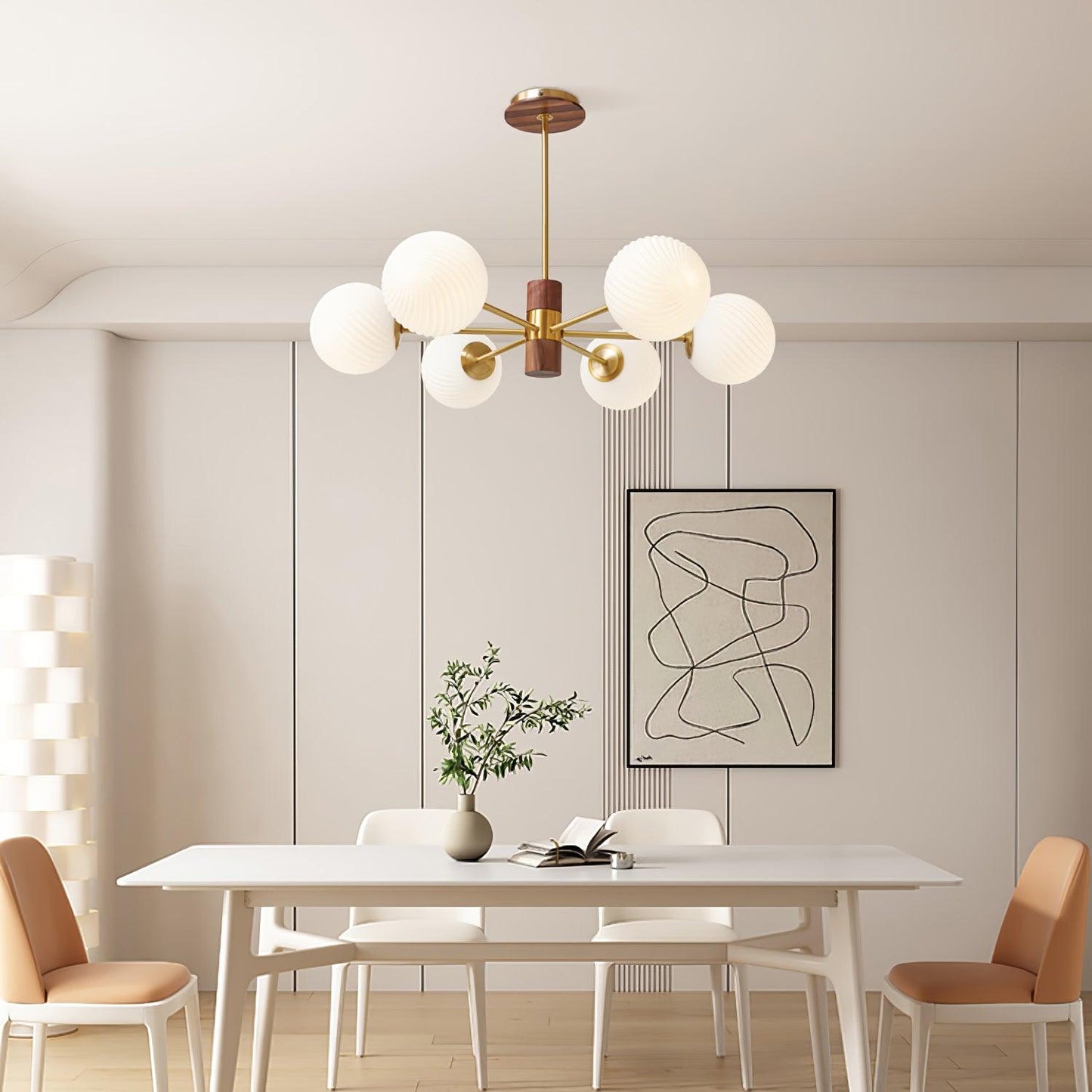 Ribbed Babble Glass Chandelier Chandelier