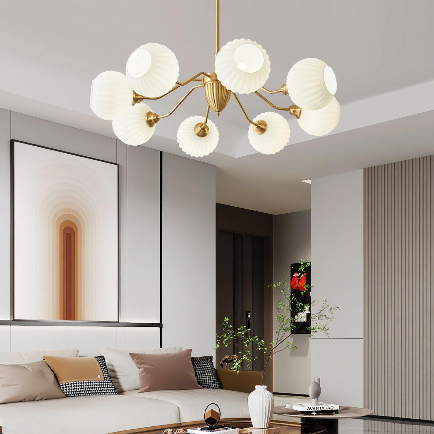 Ribbed Glass Ball Chandelier Chandelier