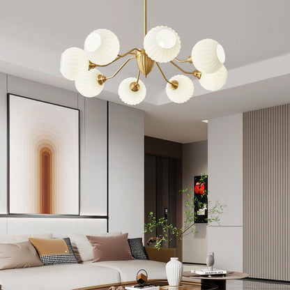Ribbed Glass Ball Chandelier Chandelier