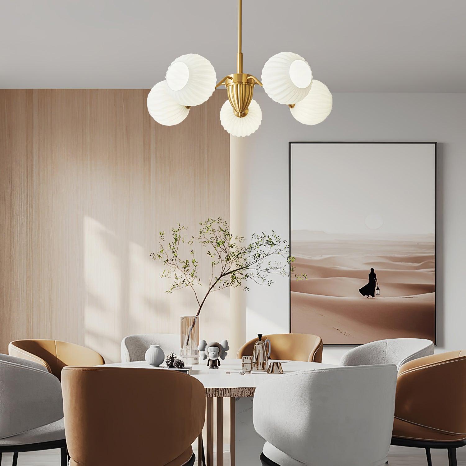 Ribbed Glass Ball Chandelier Chandelier