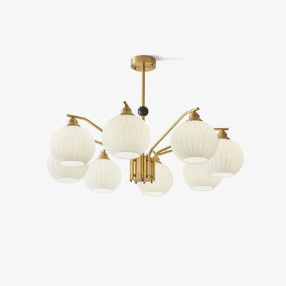 Ribbed Glass Gold Chandelier Chandelier