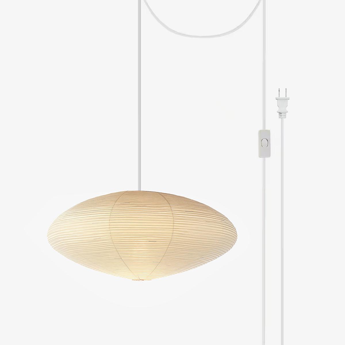 Washi Paper 15A Swag Lights Dia 19.7″ x H 8.3″ / Dia 50cm x H 21cm (2 hooks 180″ wires) / White / US plug Pendant light