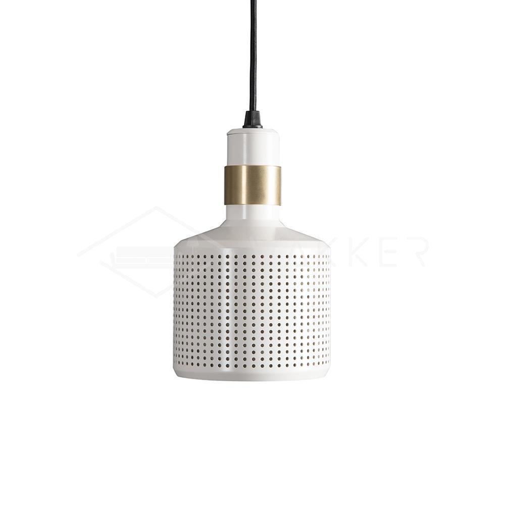 Riddle Pendant Lamp Dia 4.7″ x H 7.5″ / Dia 12cm x H 19cm / Matte White with Copper detail Pendant light