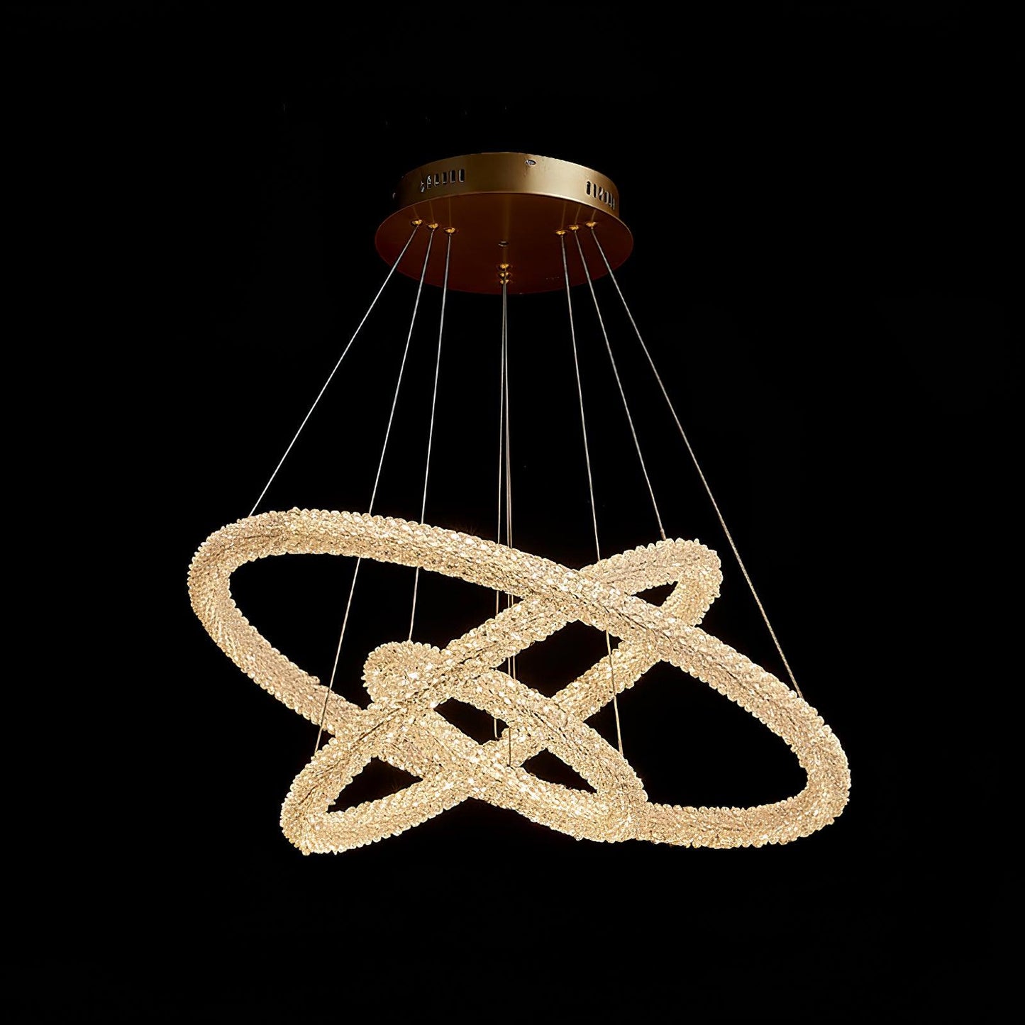 Ring Crystal Chandeliers Dia 15.7″ + 23.6″ + 31.5″ / Dia 40cm + 60cm+ 80cm / Gold / Warm White Chandelier
