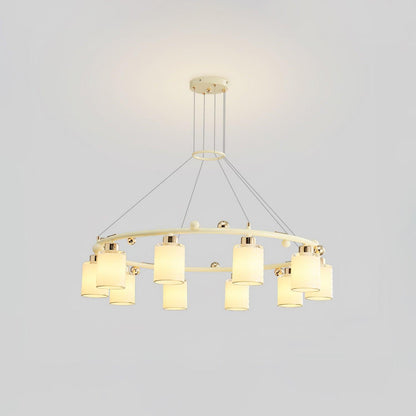 Ring Glass Cup Chandelier 10 heads ? 36.6″ x H 8.7″ / Dia 93cm x H 22cm / Creamy & White Chandelier
