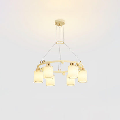 Ring Glass Cup Chandelier 6 heads ? 23.6″ x H 8.7″ / Dia 60cm x H 22cm / Creamy & White Chandelier