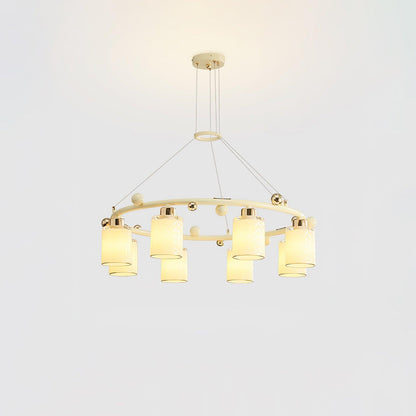 Ring Glass Cup Chandelier 8 heads ? 29.9″ x H 8.7″ / Dia 76cm x H 22cm / Creamy & White Chandelier