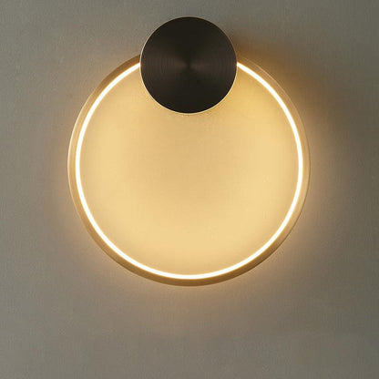 Ring Shaped LED Wall Light Dia 11.8″ x H 13″ / Dia 30cm x H 33cm / Brass & Black / Three-Color Changing Light Wall lamp
