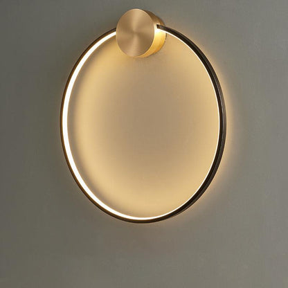 Ring Shaped LED Wall Light Dia 19.7″ x H 20.1″ / Dia 50cm x H 53cm / Black & Brass / Three-Color Changing Light Wall lamp
