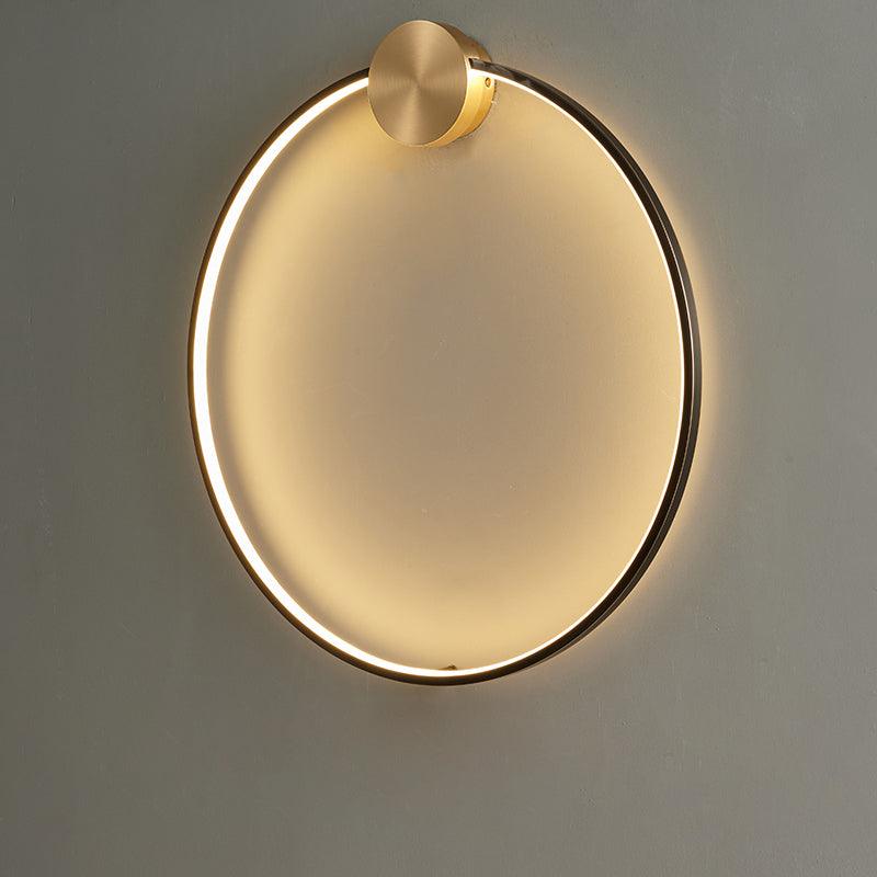 Ring Shaped LED Wall Light Dia 23.6″ x H 24.8″ / Dia 60cm x H 63cm / Black & Brass / Three-Color Changing Light Wall lamp